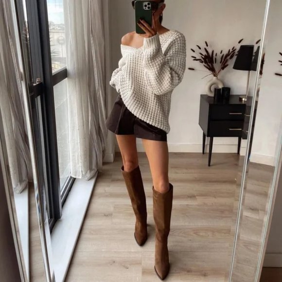 ZARA Suede Knee High Boots - Picture 6 of 6